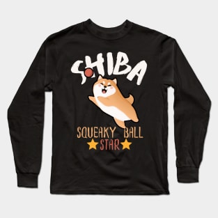 Shiba Sqeaky Ball Star, Cute Kawaii Shiba Inu Long Sleeve T-Shirt